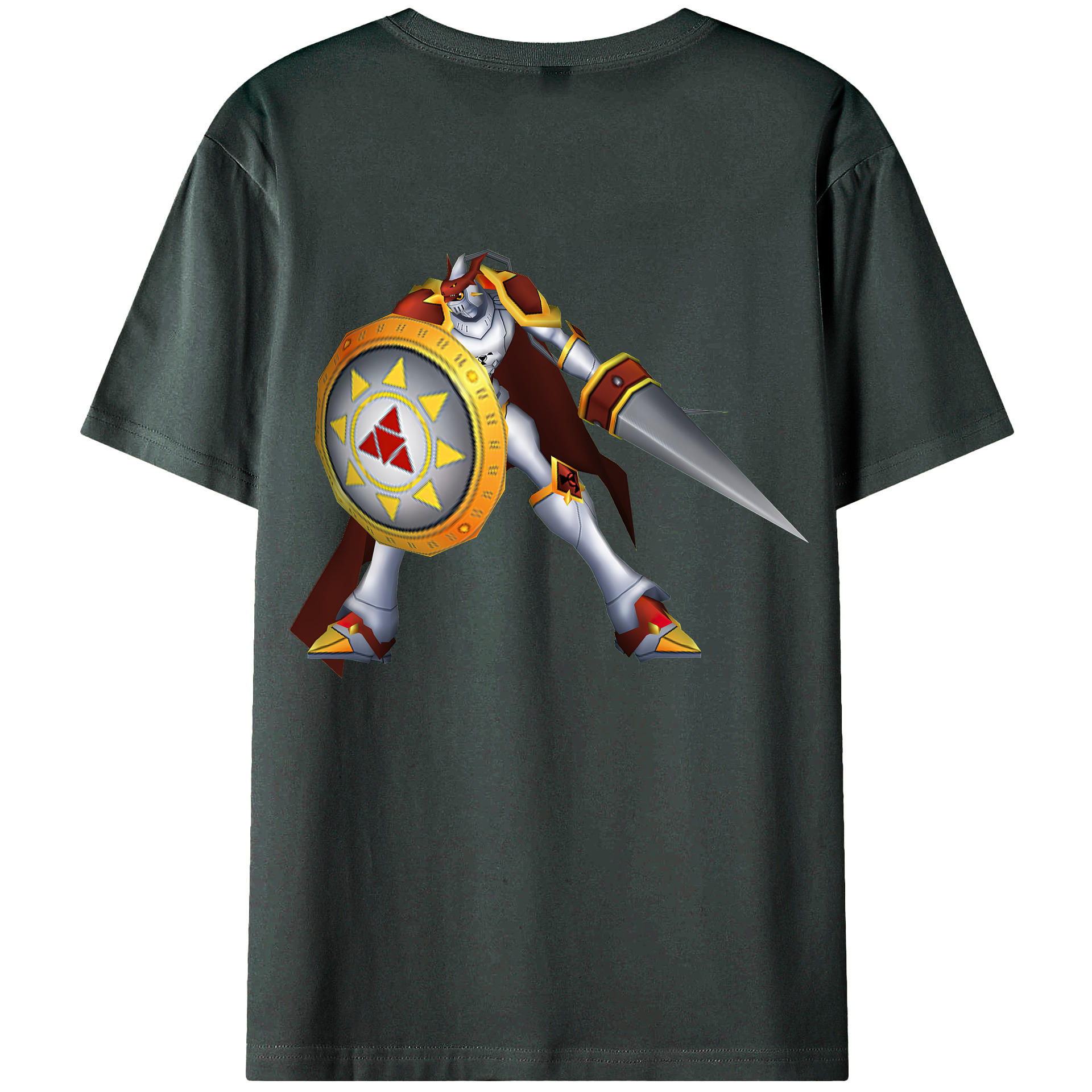 （画像用） Digimon デジタルモンスター/デジモン 綿100％ メンズ半袖Tシャツ（バックプリント） 通気性
